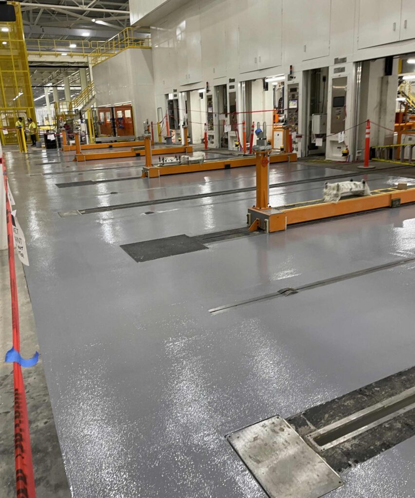 Industrial floor with new coating.