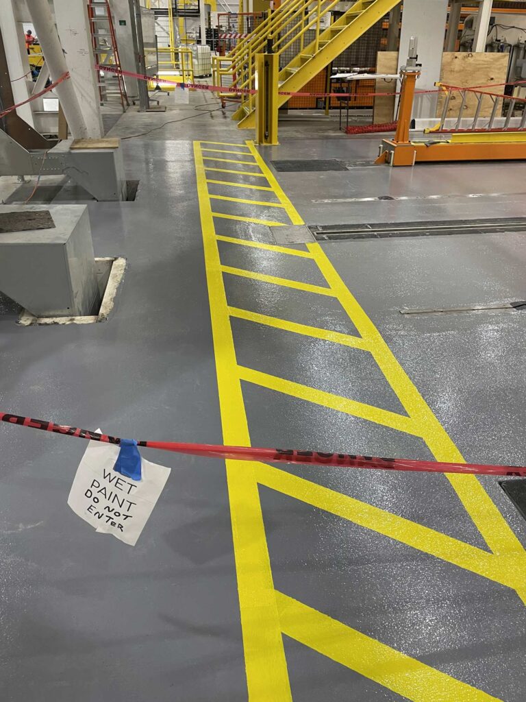 Wet Epoxy Floor with Safety Striping