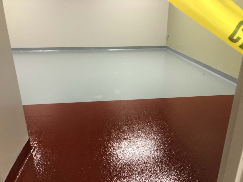 Red and Gray Industrial Epoxy Flooring